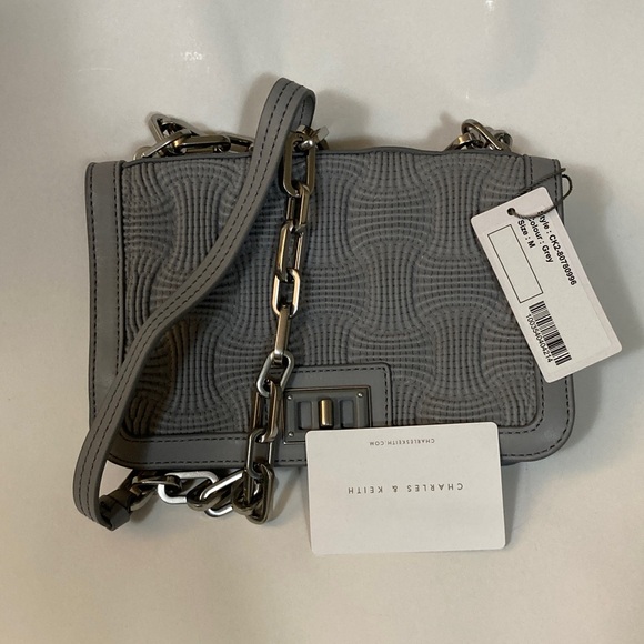 Charles & Keith Grey Crossbody ,Shoulder,Bag 
Color Grey - Picture 1 of 14